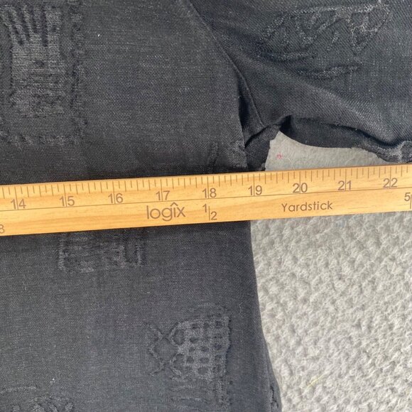 Chicos Top Womens 1 US Medium Black Burnout Tribal Button Up Collar 3/4 Sleeve - Picture 7 of 11